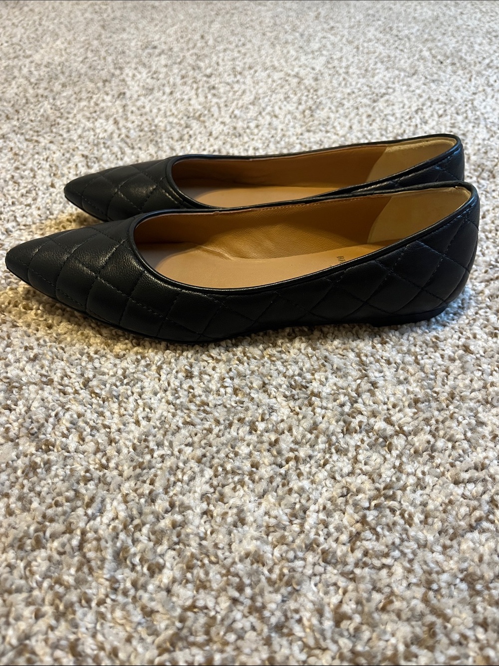 Bruno Magli Black Quilted Pointed Leather Flats - Picture 6 of 9
